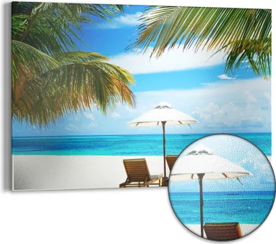 Produktbild von DEQORI Magnettafel Metall 60x40 cm 'Tropisches Paradies' Whiteboard Pinnwand Büro