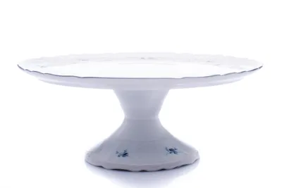Produktbild von Thun 1794 Kuchenteller auf Bein, tschechisches Porzellan, Bernadotte, 32 cm, blaue Rosetten, Thun