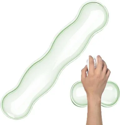 Productafbeelding van Siliconen polssteunen voor toetsenbord en muis, groene ergonomische toetsenbordsteunen, 2 stuks, voor een comfortabele werkhouding