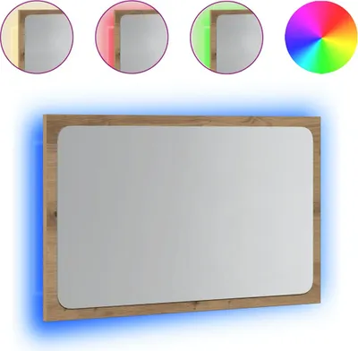 Zdjęcie produktu dla vidaXL Lustro łazienkowe z oświetleniem LED Artisan dąb 60x8,5x38 cm