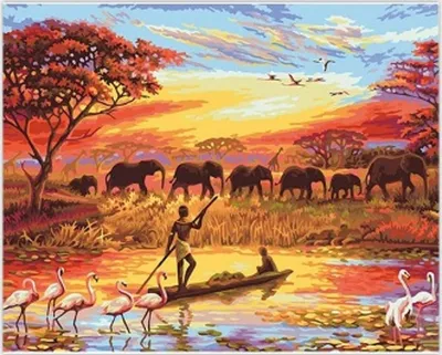 Produktbild von Malen nach Zahlen – Afrikanische Savanne, 50x40 cm, mit Rahmen, kreativ