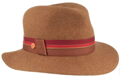 Mayser rollbarer Damen Traveller Wolle Plus mit gestreiftem Band in braun