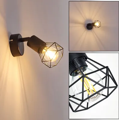 Produktbild von Borio »Borio« verstellbare Vintage Wandlampe aus Metall in Schwarz