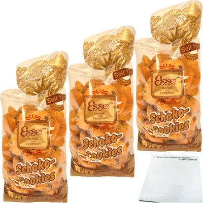 Produktbild von Esser Schoko Cookies 3er Pack (3x300g Beutel) + usy Block