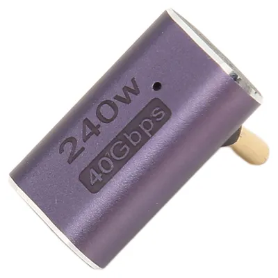 Image de Adaptateur USB-C femelle vers USB-C mâle PD 240 W, 8K, 60 Hz, haute vitesse 40 Gbps, USB 4.0, adaptateur coudé pour téléphone, tablette et ordinateur portable