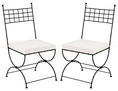 Immagine prodotto di Set di 2 sedie da giardino in stile mediterraneo, modello Toledo, realizzate in ferro verniciato di nero, altezza 100 cm