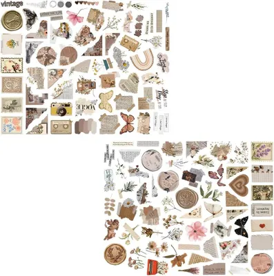 Obrázek produktu pro Sada samolepek, akvarelový styl, 120 kusů, motivy ve vintage stylu, vhodné pro scrapbooking