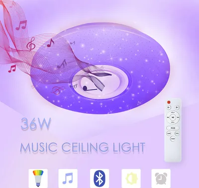 Produktbild von Jopassy 36W LED Deckenleuchte mit rundem Sternenhimmel-Effekt, Lampe, Badleuchte und Bluetooth-Musik