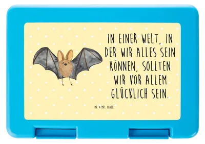 Produktbild von Mr. & Mrs. Panda Lunchbox Fledermaus Flügel - Gelb Pastell - Geschenk, Bento Box, Bentobox, Snackbox, Lustige Sprüche, Essensbox, Vorratsdose