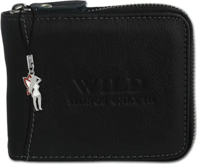 Zdjęcie produktu dla Wild Things Only czarny skórzany portfel zapinany na zatrzask OPJ112S