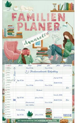 Produktbild von Korsch Familienkalender 2027 Aquarell 27 x 46 cm, 6 Spalten, Deutsches Kalendarium