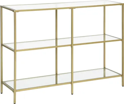 Produktbild von VASAGLE Konsolentisch, Flurtisch, 3 Ebenen, Beistelltisch, Ablagen aus gehärtetem Glas, 100 x 30 x 73 cm, Metallgestell, Modern, für Flur, Wohnzimmer