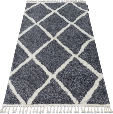 Produktbild von Teppich BERBER CROSS B5950 grau / weiß Franse berber marokkanisch shaggy zottig Grau 180x270 cm