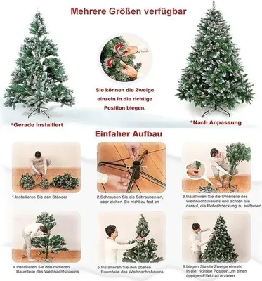 Produktbild von Künstlicher Weihnachtsbaum 180 cm mit Lichtern und Schneeeffekt - LED-Weihnachtsbaum mit dekorativer Lichterkette