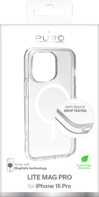 Produktbild von PURO PUIPC15P61LITEMPWHI, Cover, Apple, iPhone 15 Pro, 15,5 cm (6.1"), Transparent