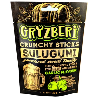 Produktbild von Gryzberi Suluguni Käsestäbchen gepufft & geräuchert mit Knoblauch 30g
