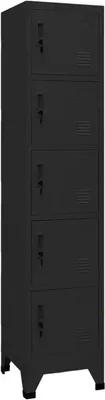 Produktbild von Fächerschrank Schließfachschrank Wertfachschrank Schließfachschrank mit 5 Fächern Metallspind Schwarz 38x40x180 cm Stahl Metallschrank Spind Schließfächer Kleiderschrank