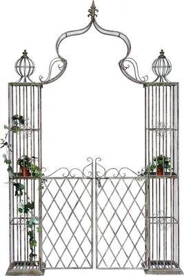 Produktbild von DanDiBo Rosenbogen mit Tor Pforte Metall 275x170 cm Rundbogen Torbogen Pergola 110241 Schmiedeeisen Rankhilfe Gartentor