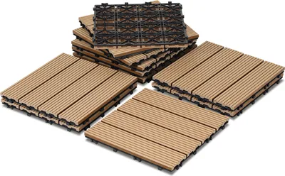 Zdjęcie produktu dla Płytki WPC Jayseuw 30 x 30 cm, płytki tarasowe, 3 m² Płytki balkonowe typu „click”, wzór tekowy, 33 sztuki