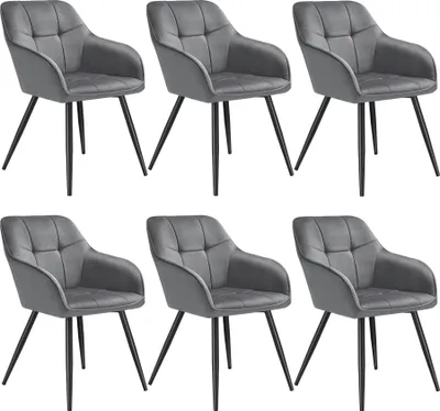 Produktbild von tectake® Esszimmerstuhl Marilyn gepolstert, in Samtoptik, gesteppt 58 x 62 x 82 cm