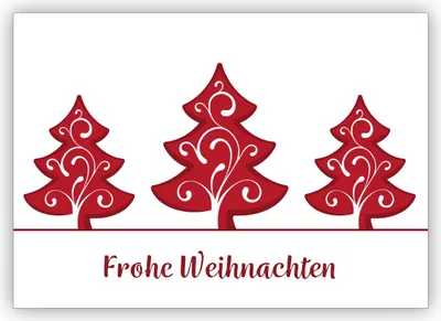 Produktbild von 4x Klassische Weihnachtskarte mit Ornament Weihnachtsbäumen: Frohe Weihnachten