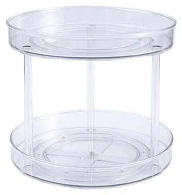 Produktbild von Rotierender Organizer, transparent, doppelschichtig, um 360 ¡ã drehbar, Kuechengewuerzregal, Make-up-Halter, Lazy Susan Drehteller