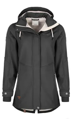 Produktbild von Dry Fashion Damen Softshell-Mantel Wien mit wattiertem Fleece-Innenfutter - Softshelljacke mit abnehmbarer Kapuze in Anthrazit Größe 36