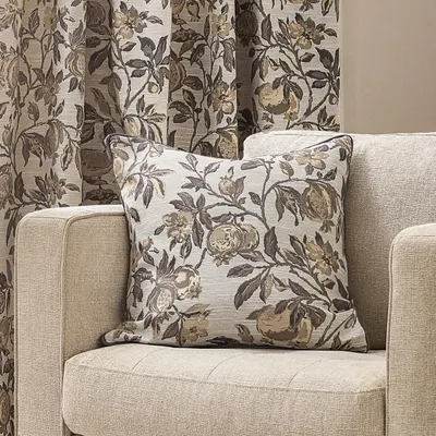 Blumen-Jacquard-Kissen 50x50 cm, Natur, mit Granatapfel-Muster