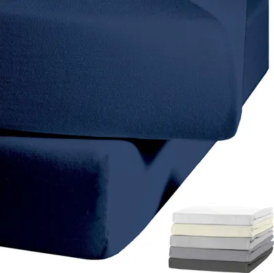 Produktbild von JACK by Kaeppel Biber Spannbettlaken Rundgummi Baumwolle Spannbetttuch 90x190-100x200 / 140-160x200 / 180-200x200 cm, Farbe:Blau, Größe:140x200cm Spannbettlaken
