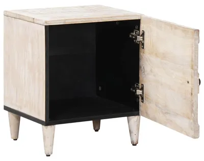 Obrázek produktu pro vidaXL Noční stolek bílý 40 x 33,5 x 46 cm z masivního mangového dřeva