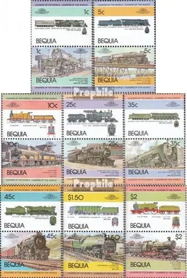 Produktbild von Briefmarken St. Vincent - Bequia 1984 Mi 1-16 Paare (kompl.Ausg.) postfrisch Lokomotiven