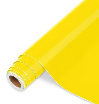 Zdjęcie produktu dla Naklejki winylowe 30,5 cm x 3,65 m, Błyszczący Żółty, Samoprzylepny, do projektów DIY