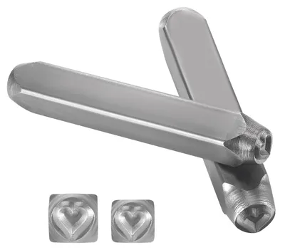 2er-Set Herz-Schlagstempel 5/6 mm aus Kohlenstoffstahl