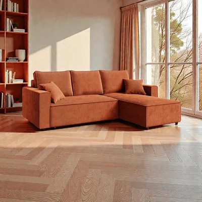 Produktbild von FurMeb24 ECKSOFA mit Schlaffunktion und bettkasten ALCOS L 232 cm × 143 cm × 85 cm Stoff POSO 40