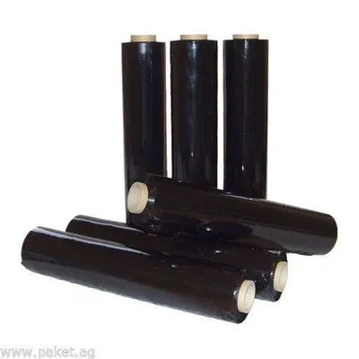 Produktbild von 12 Rollen – Palettenfolie Stretchfolie Wickelfolie 23 my Schwarz – 500 mm