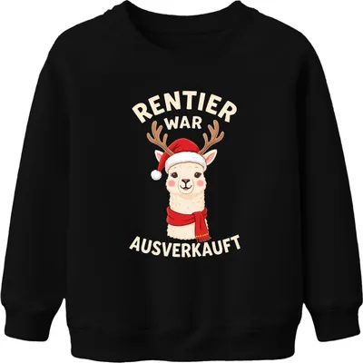 Produktbild von Rentier war t Alpaka Weihnachten lustig Geschenk Uni Kinder Sweatshirt Pullover, Schwarz, 116
