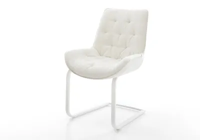 Produktbild von DELIFE Freischwinger Taimi-Flex Bouclé Soft Beige Freischwinger flach Weiß