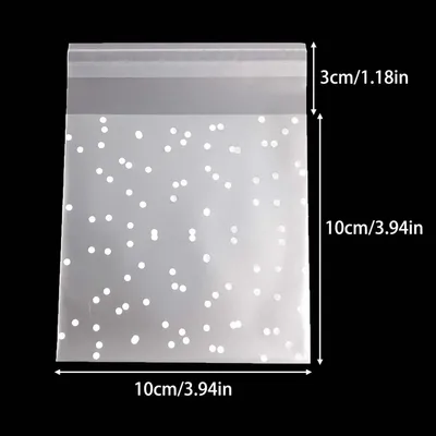 Produktbild von 200 Stück (10 × 10 cm) transparente, selbstklebende Plastiktüten für Kekse, Süßigkeiten, Brot, Schmuck, Karten und Desserts.