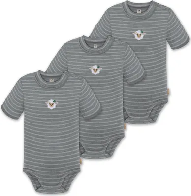 Produktbild von normani 3er Set Baby Kurzarm Body aus Wolle mit Druckknopf