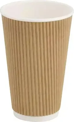 Produktbild von Brauner Wellpappbecher, Dispersionsbecher, 450 ml, Durchmesser 90 mm, 25 Stück.