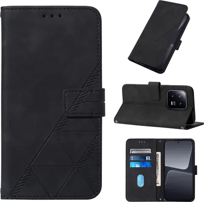 Produktbild von Hülle für Xiaomi 13 Prägung Flip Leder Kartenfächer Schutzhülle mit Ständer Schwarz