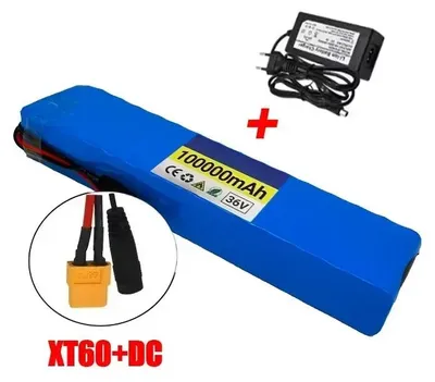Obrázok produktu pre 36V 100Ah lítiová batéria – 10S3P batériový balík – pre elektrické bicykle, elektrické skútre, hoverboardy – 1000W s BMS – konektor XT60 + DC – vrátane nabíjačky
