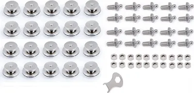 Produktbild von TENAX®-Set 20er, 30er o. 50er - Maschinenschraube M5 10mm mit Mutter & Oberteil bis 2mm Plane & Abdeckung, 1 Schlüssel, für Boote & Camper Größe: 20er Set