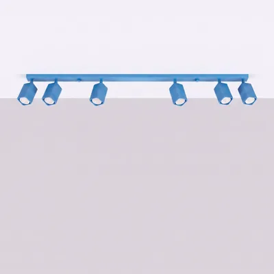 Productafbeelding van Plafondlamp RAYO 6L azuurblauw 6xGU10 10W aluminium 16,5x6x117cm Sollux Lighting