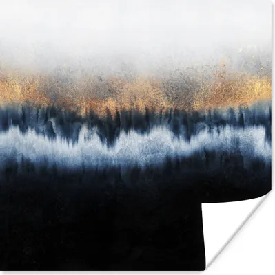Produktbild von MuchoWow® Poster Abstrakt - Gold - Luxus - Blau 50x50 cm - Wohnzimmerdekoration