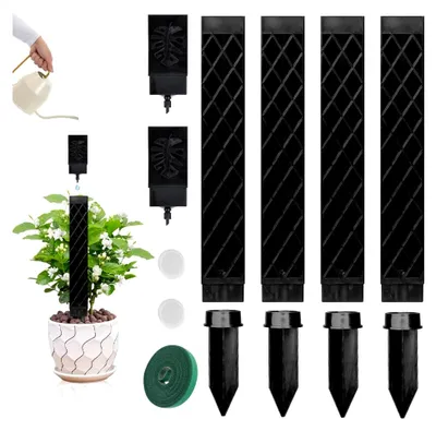 Produktbild von 4 Stück Moosstab für Monstera Rankhilfe, Selbstbewässerung Moosstab mit Pflanzen Gießhilfe, Bodeneinführung und Pflanzenbändern, Rankhilfe für Kletterpflanzen im Garten