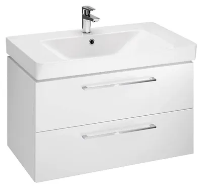 Produktbild von Badezimmerschrank Set Lara Mille 80 mit Keramikwaschbecken (Weiß)