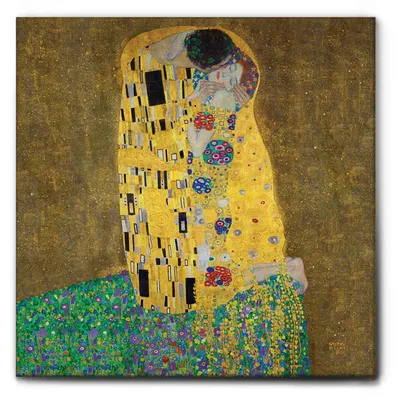 Image de Giallobus - Le baiser - Gustav Klimt - 70L x 70l cm - Tableau - Cadre en toile de qualité supérieure