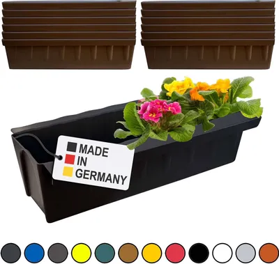 Image de Hossi's Wholesale 12 inserts de jardinières pour palettes Euro | avec système de suspension à accrocher | 37,3cm brun | jardinière pour palette Euro | jardinière de balcon | pot de fleurs | extrêmement stable