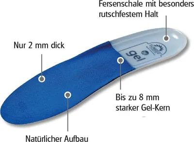 Produktbild von Gel-Einlegesohle 8 mm dick, Größe 33-34, für Fußentlastung und Haltungsunterstützung